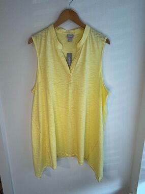 NWT Chico's Pineapple Yellow Cotton Slub Tunic Tank XXL